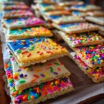A stack of back-to-school-themed wafer cookies on a gray plate.
