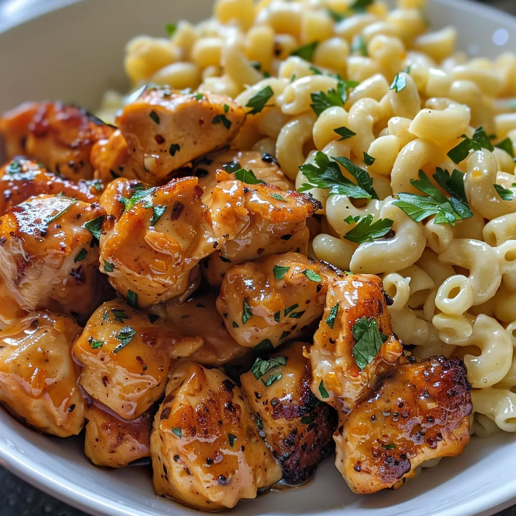 high protein honey garlic butter chicken with mac and cheese 1 U1