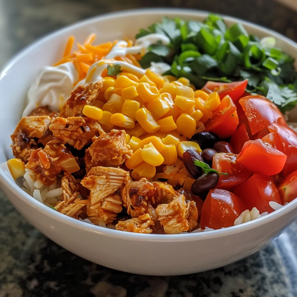 Weight Watchers Burrito Bowl with rice, beans, corn, tomatoes, cheese, and sour cream.