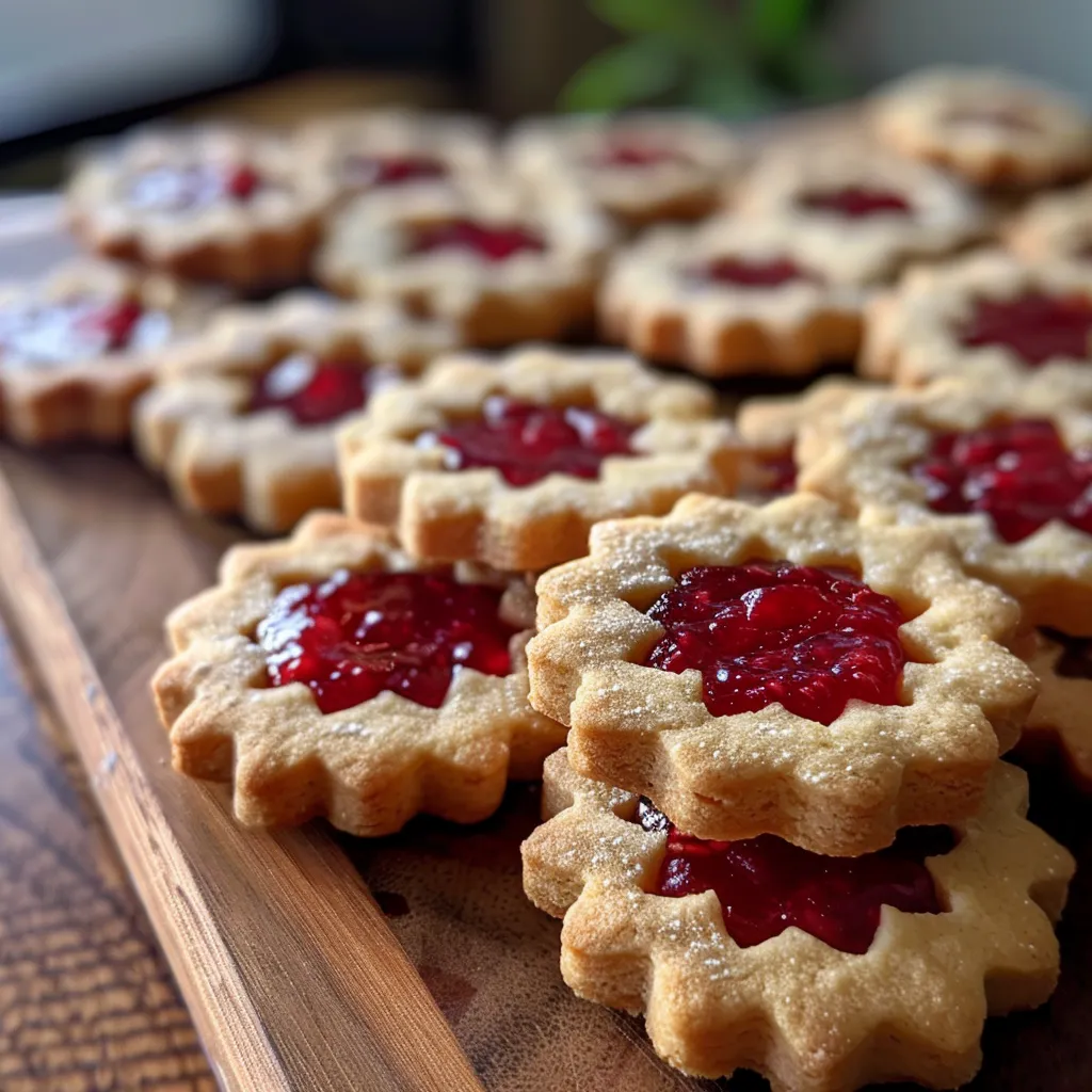 Shortbread Linzer Cookies with Raspberry Jam - Cambrea Bakes