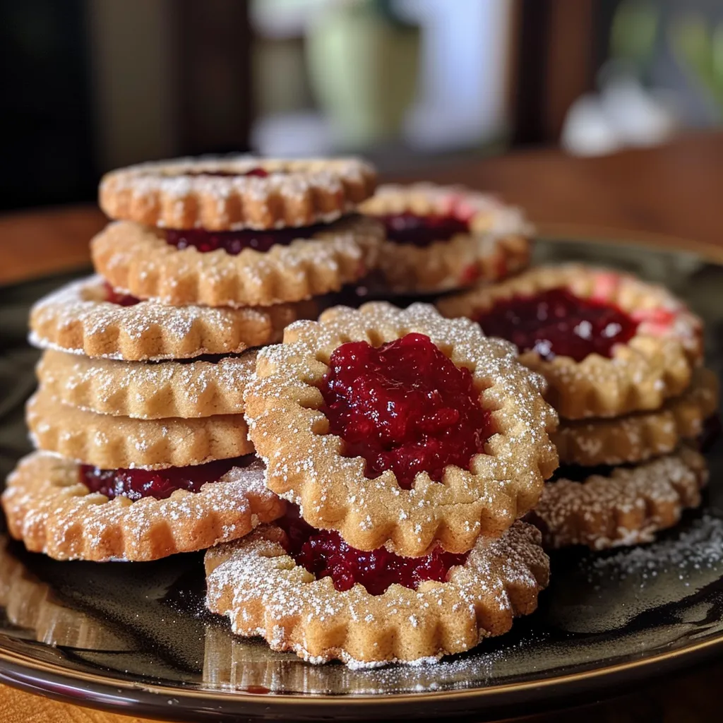 Shortbread Linzer Cookies with Raspberry Jam - Cambrea Bakes