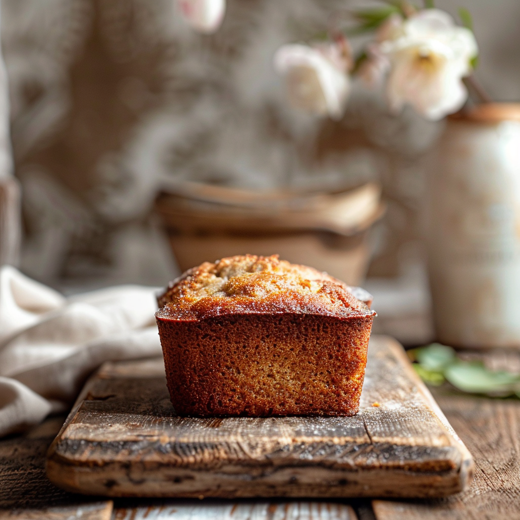Close-up view of moist banana bread muffins on a light wooden board, beautifully styled.