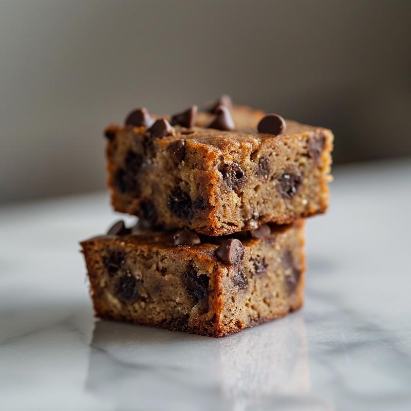 Close-up of mini chocolate chip banana bread bites on a marble surface.