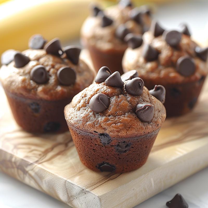Close-up of a brown butter banana chocolate chip muffin, showcasing its rich texture and warm colors.