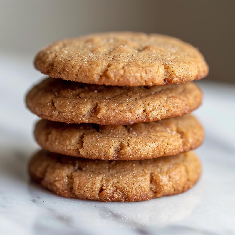 A close-up of three sugar free keto banana cookies stacked on a white marble surface.