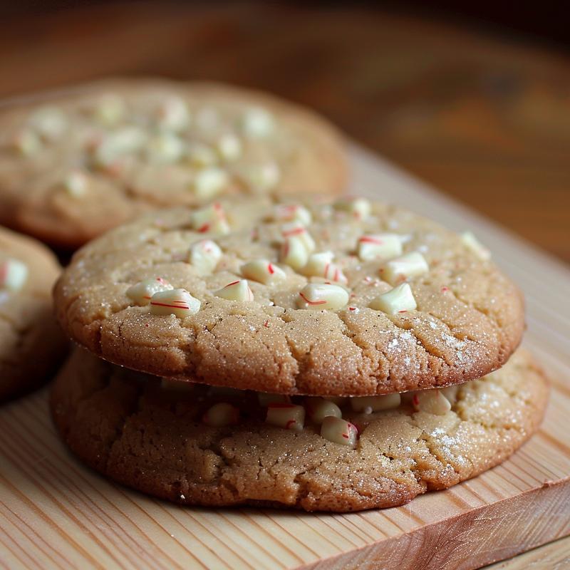 A stack of three golden brown almond flour banana cookies on a white marble surface.