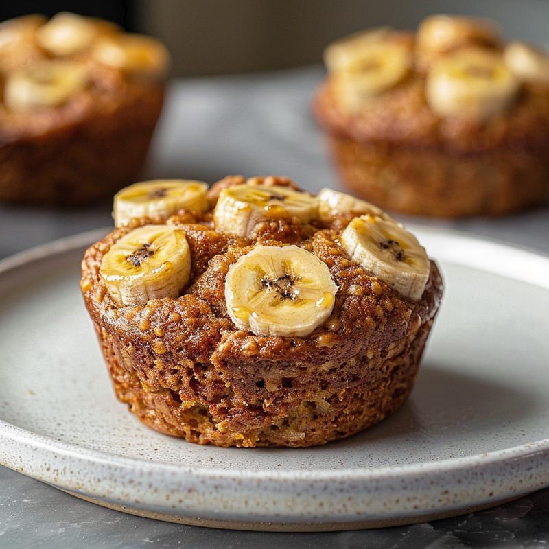 A close-up of moist cottage cheese banana bread served on a light grey ceramic plate.