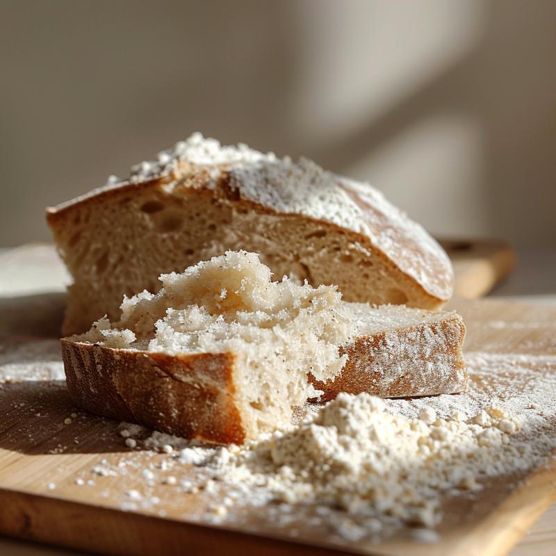 Close-up of gluten-free sourdough discard baked good on wood.