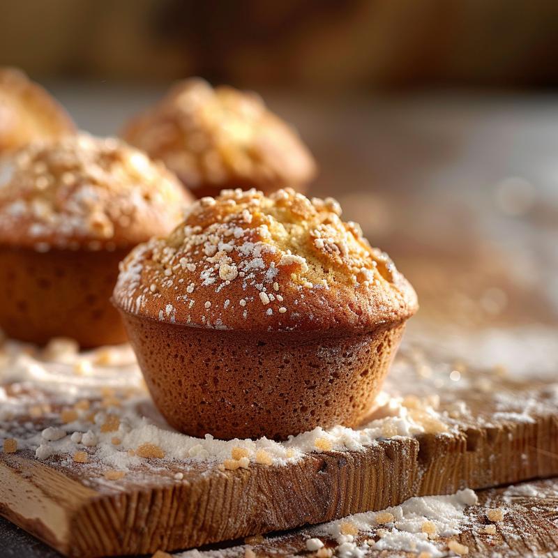 Close-up of Irish soda bread muffins with visible flour and sugar.