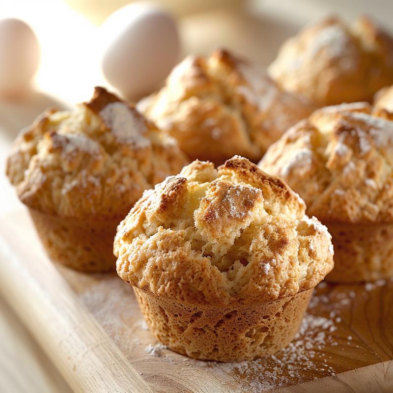 Close-up of an Irish soda bread muffin on a wooden board.