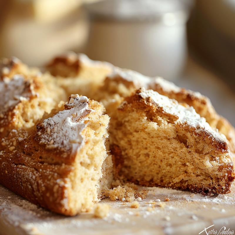 Close-up of gluten-free Irish soda bread slice showing crumb texture.
