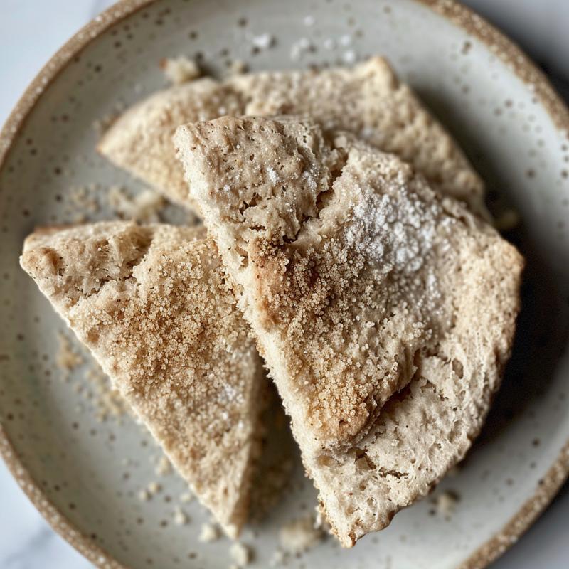 Close-up of Irish soda bread scones on a gray plate.
