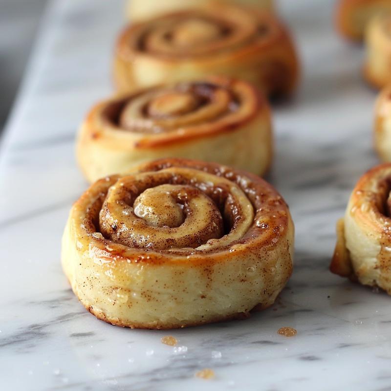 Close-up of sourdough discard cinnamon roll with visible ingredients.
