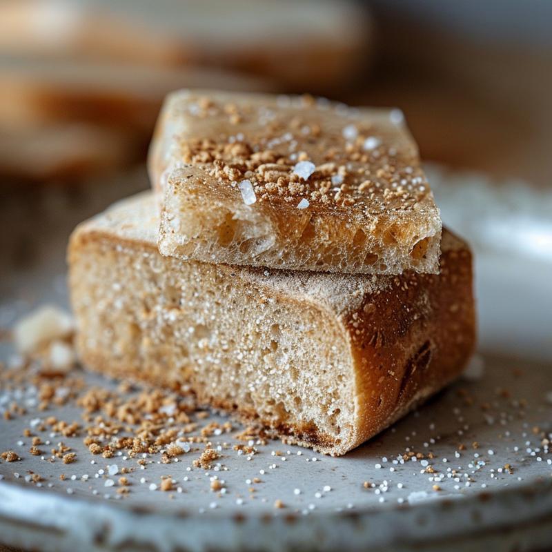 Close-up of sourdough discard sandwich bread on a grey plate.