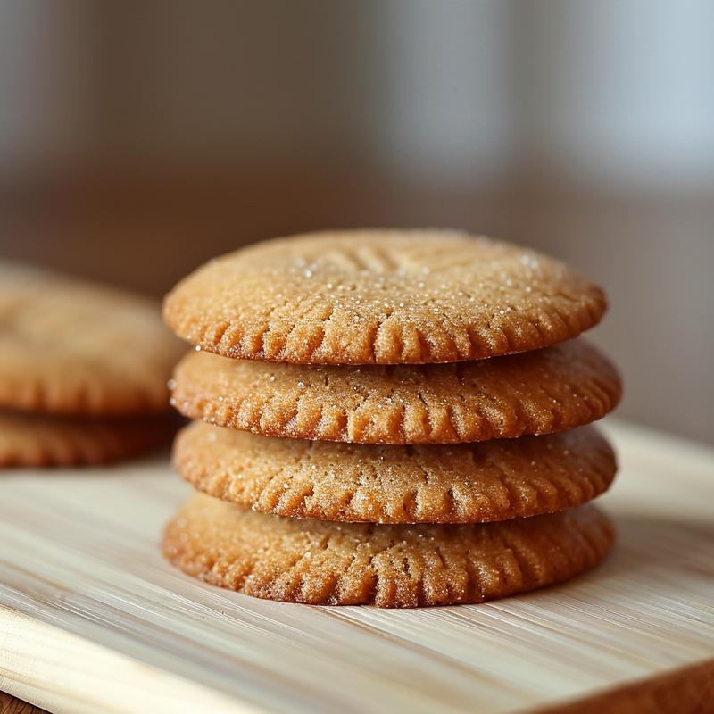 Stack of three golden-brown sourdough discard cookies on light wood.