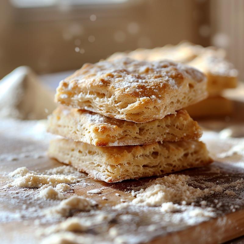 Close-up of Irish soda bread biscuits on a light wooden board.